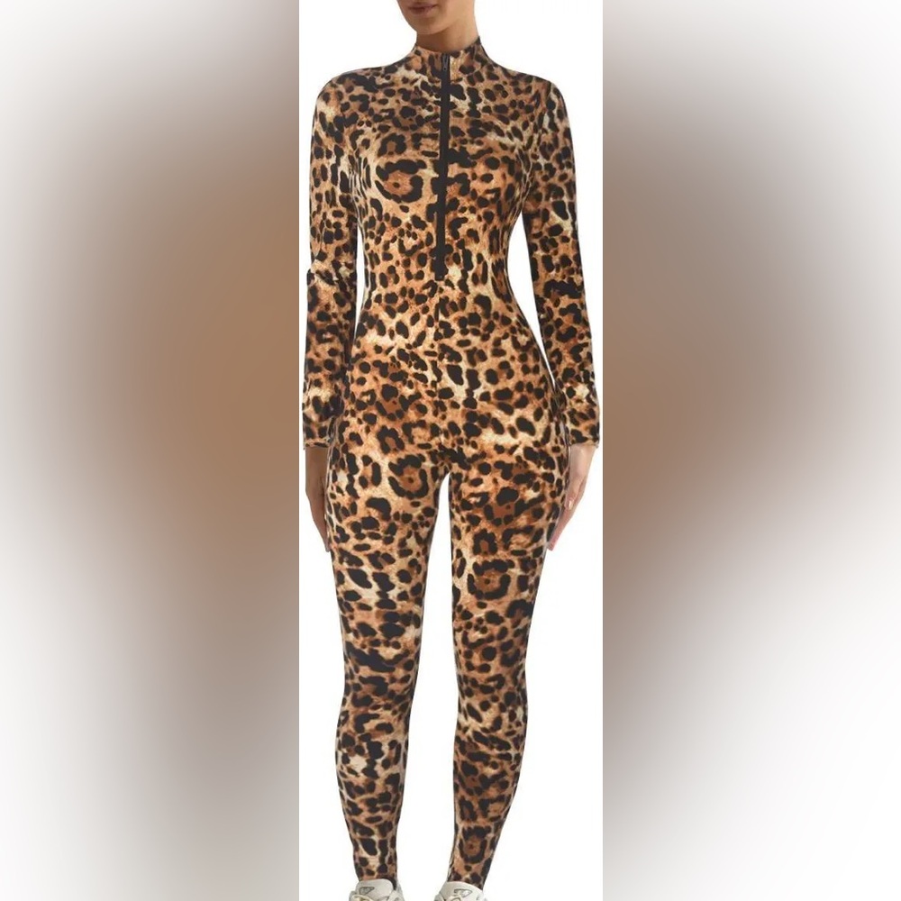 Forplay leopard long sleeve catsuit